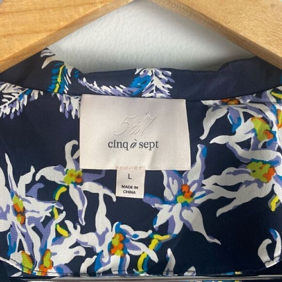Cinq à Sept Juliet Silk Floral Print Pajama Style Shirt - Picture 3 of 8